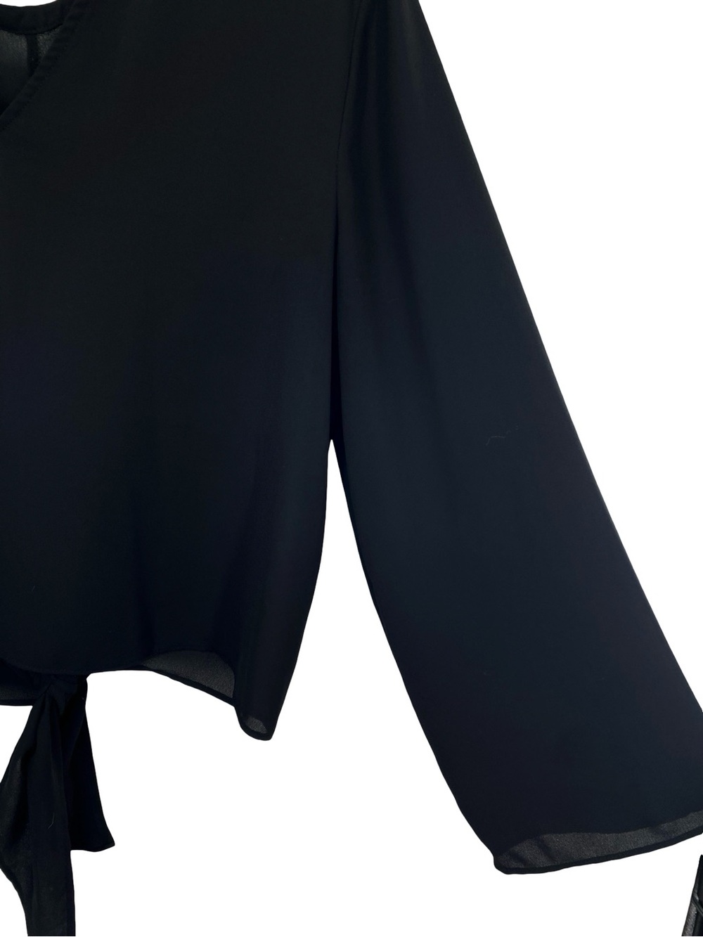 Madewell Black Bell Sleeve Tie Top Blouse Large - Picture 10 of 11